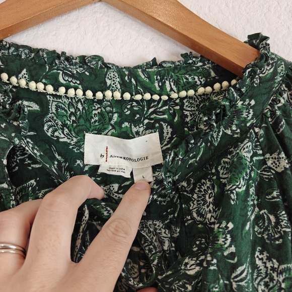 Anthropologie Green Floral Blouse - Picture 6 of 13